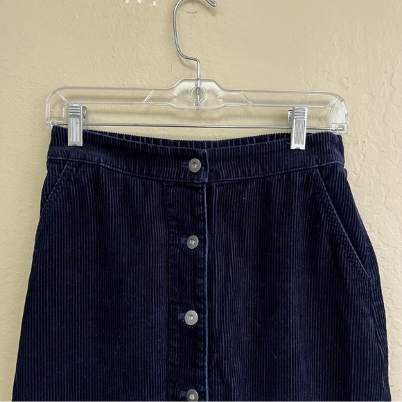 UNIQLO Skirt Small Corduroy Stretch A-Line Knee Length High Waist Cotton Blue - Picture 2 of 6